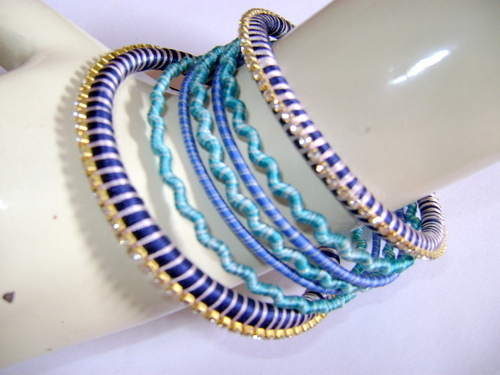 Royal Blue Bangle Set - Metal Fabric, 6-8 Inches, Royal Blue | Intricate Design, Quality Polish, Elegant Looks, Unique Patterns