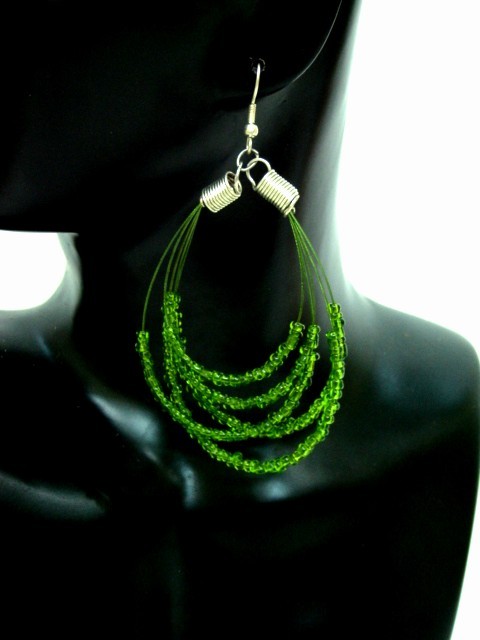 Green Beads Ear Rings