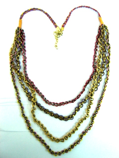 Multi Chain Necklace - Metal Alloy, 16-18 Inches, Gold Bronze | Glossy Finish, Stylish Durable Design