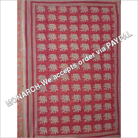 RED ELEPHANT BAGRU PRINTED SINGLE BED SHEET