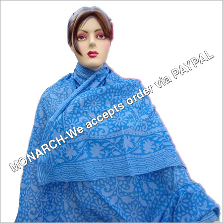 Blue Flowery Hand Block Print Sarong Blue Flowery Hand Block Print Sarong