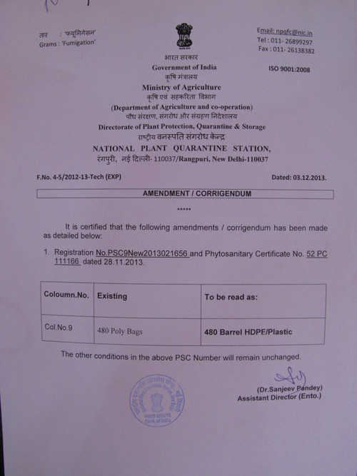 Phytosanitary Certificate For Poly Bags