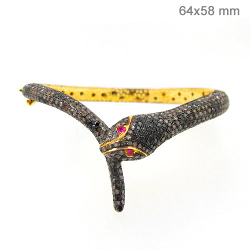 Ruby Diamond Gold Bangle - 14k Gold, 64x58 mm, Black | Elegant Design, Luxury Gemstones, Gifting Ready
