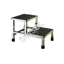 Double Foot Step - Stainless Steel, 300x300 mm, Silver | Durable, Smooth Surface, Stable Base, Two Steps, 150 kg Weight Capacity