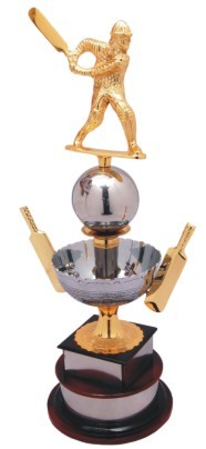 Cricket Trophies - Metal & Wood, 300mm, Gold | Cricket Themed, Award Recognition, Elegant Design
