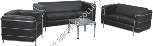 Eco-Friendly Black Leather Living Room Sofa Set