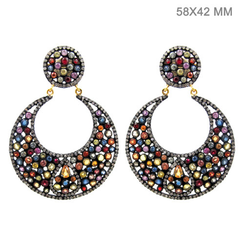 नीलम हीरे की बालियां