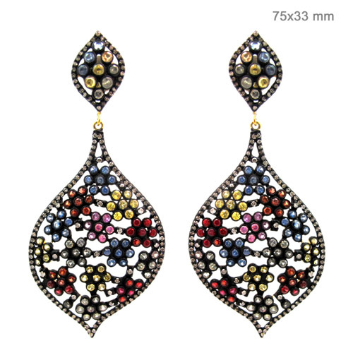 Diamond Sapphire Gold Earrings