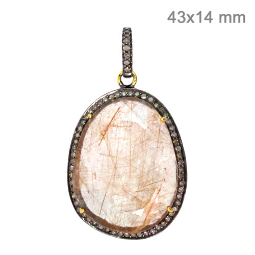 Rutile Diamond Gold Pendant