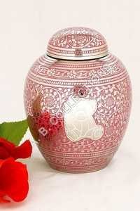 Pink Engraved Teddy Bear Dome Top Metal Urn