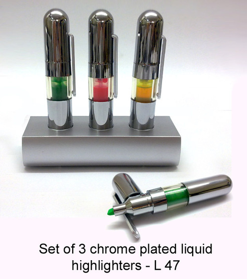 Set Of 3 Chrome Plated Liquid Highlighters