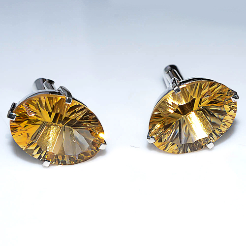 925 Sterling  Silver Golden Topaz Men's Cufflink