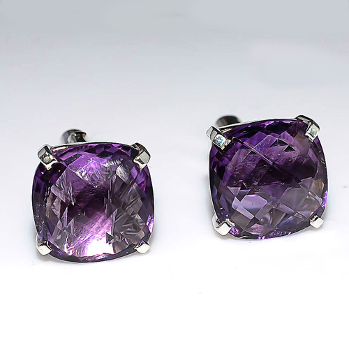 925 Sterling Silver Amethyst Gemstone Men's Cufflink