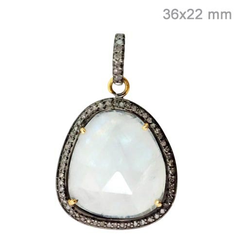 Diamond Moonstone Gold Pendant