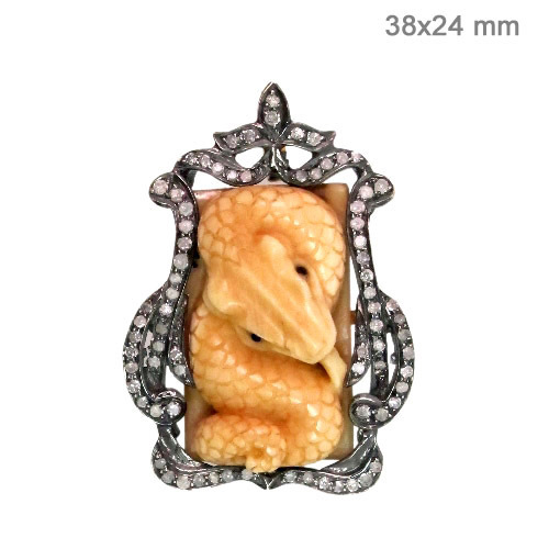 Pave Diamond Ivory Gold Pendant
