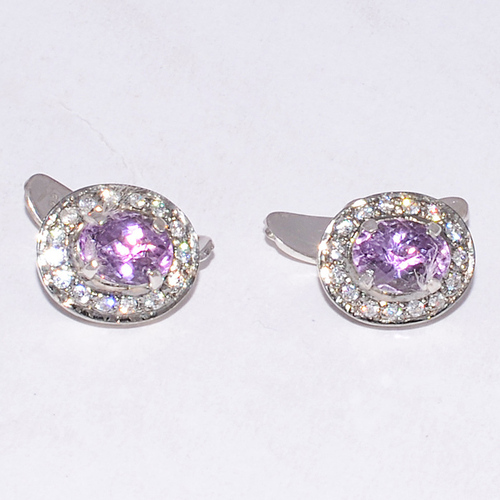 925 Sterling silver Amethyst & CZ Gemstone Cufflinks