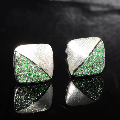 925 sterling silver Tsavorite Gemstone Cufflinks