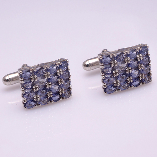 Tanzanite Gemstone Cufflinks In 925 Sterling Silver