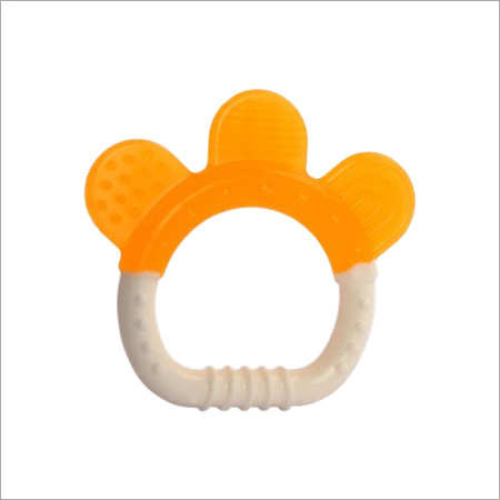 Colourful Teether(Mm 3841 ) - Silicone, 7x7x3 cm, Orange | Soothing Gums, Easy Grip, Durable, BPA Free, Flower Shape