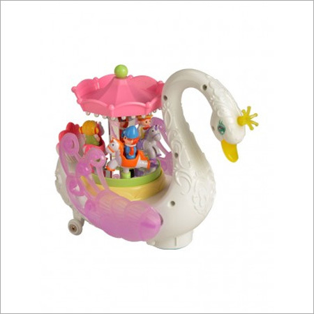 Enchanting Swan (Mm 1086) - Plastic, 15x10x8 inches, White and Pink | Musical Fun, Light Show, Creative Play, Ride-On Toy