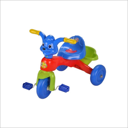 Cheerful Tricycle (Mm 9888) - Durable Plastic, 60x40x50cm, Blue | Music Tune, Animal Face Design, Rear Basket