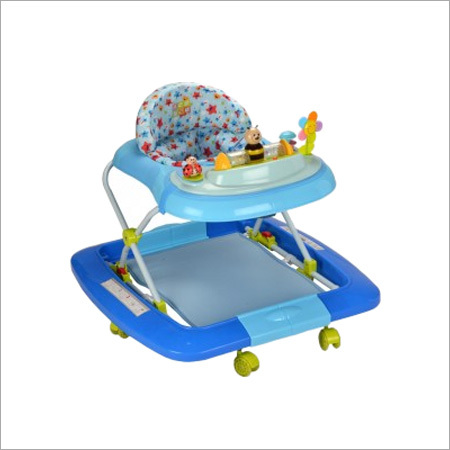 Walker Cum Rocker (MM W 3017) - Plastic & Metal, 30x40x60 cm, Blue/Green | Folding Design, Adjustable Height, Rocking Motion, Fun Toys