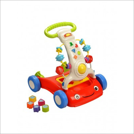 Happy Go Lucky Walker(MM 1075) - Durable Polyfibre, White & Red | Music Buttons, Shape Sorter, Reversible Handle