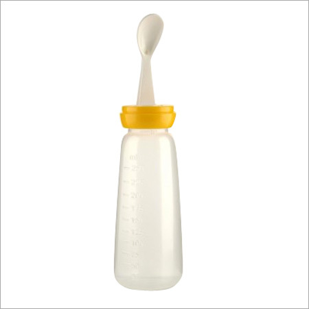 Weaning Bottles (Food Feeder)(MM FP 6) - PP Silicone, 150ml, Yellow Orange | BPA Free, Leakproof, Soft Spoon, Heat Resistant