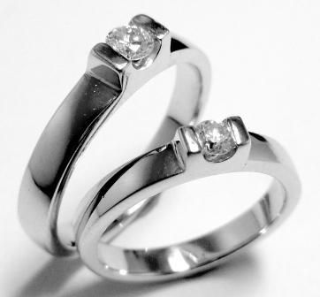 Platinum Rings for Couples with Single Diamonds JL PT 590 | Love Bands