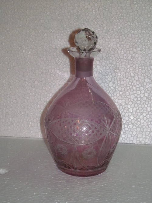 0985 - Glass 500ml, 15cm Height, Purple | Elegant Design, Floral Etching, Durable, Unique Style