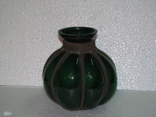 0993 - Glass, 150mm Height x 100mm Diameter, Green | Decorative, Elegant, Durable, Unique Round Glassware
