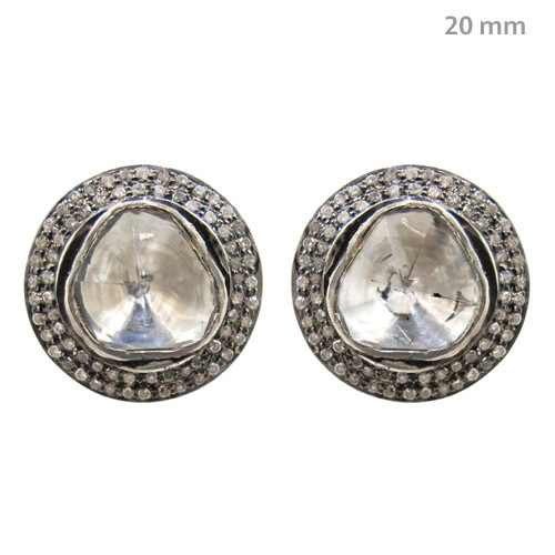 Rose Cut Diamond Gold Stud Earrings