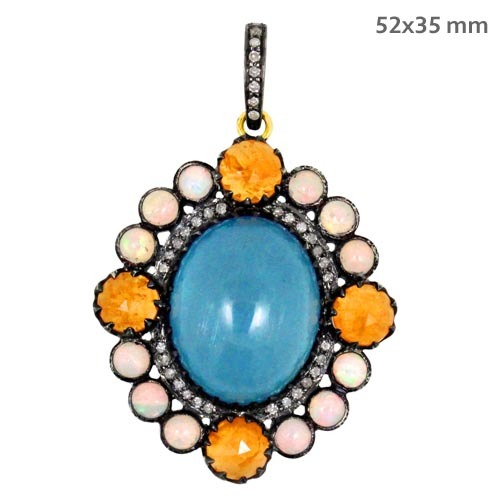 Gemstone Diamond Gold Pendant
