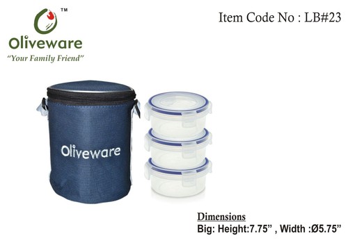 Lunch box, three containers and insulated cover