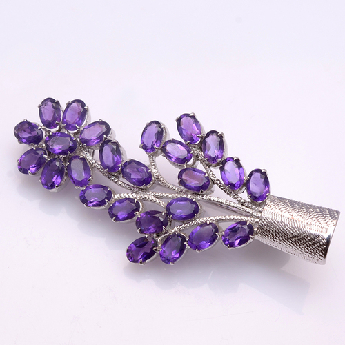925 Sterling Silver Amethyst Broach