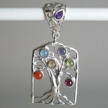 925 Sterling Silver Chakra Gemstone Pendant