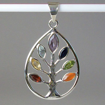 925 Sterling Silver Chakra Gemstone Pendant
