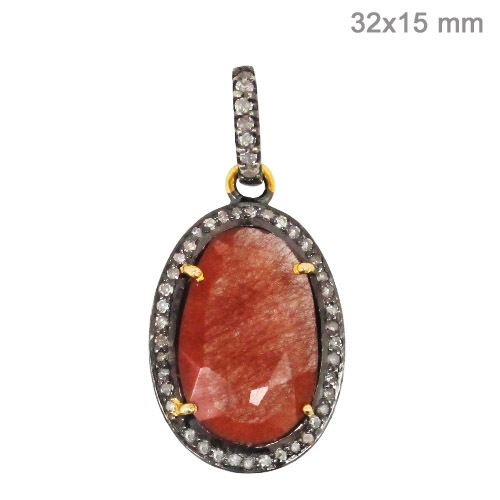 Rutile Quartz Diamond Gemstone Pendant