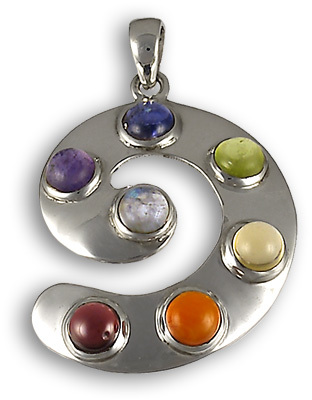 925 Sterling Silver Chakra Gemstone Pendant