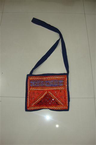 Fabric Bags - Cotton, 10x8x2 Inches, Orange | Drawstring Closure, Embroidered Sequin Detail, Adjustable Strap, Lightweight