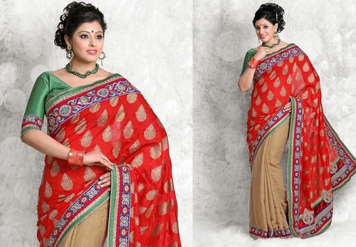 VISCOSE JACQUARD SAREE WITH ART SILK BLOUSE