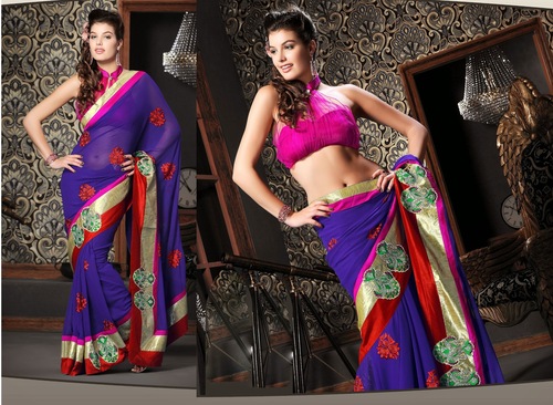 Georgette Sarees With Net Blouse