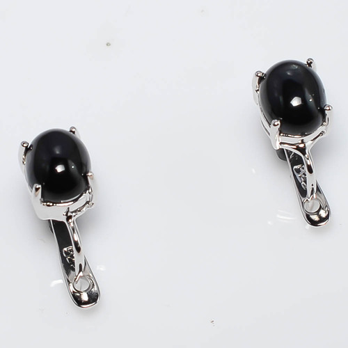 925 Sterling Silver Black Star Gemstone Earring