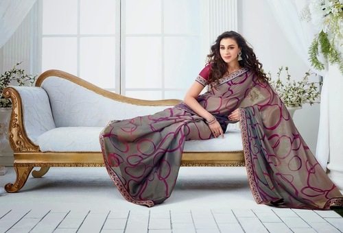 Georgette Printed Patti Sarees