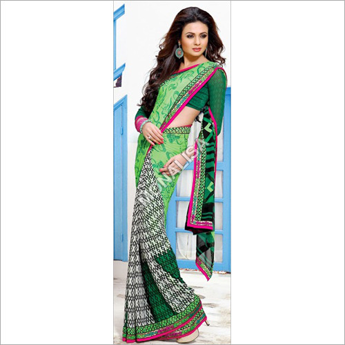 Georgette Print Patti Sarees