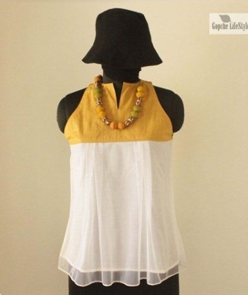 Ladies Office Top - Cotton Linen, 24 Inches, Mustard Yellow | Stylish Design, Perfect Fit, Soft Texture, V-Neckline, Sleeveless