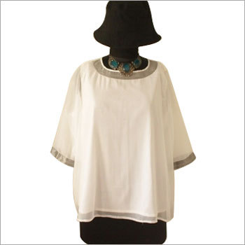 White Georgette Silk Strap Women Wear Clothing - Off-White, Three-Quarter Sleeves | Stone-Embellished Neckline, Relaxed Fit, Soft Fabric