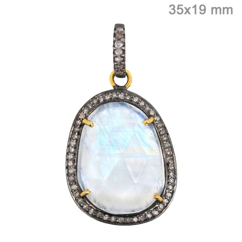 Moonstone Diamond Gold Pendant