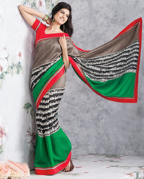 TRIBAL PRINTED BHAGALPURI SILK SAREE