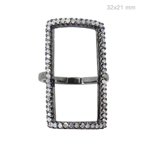 Pave Diamond Sterling Silver Ring